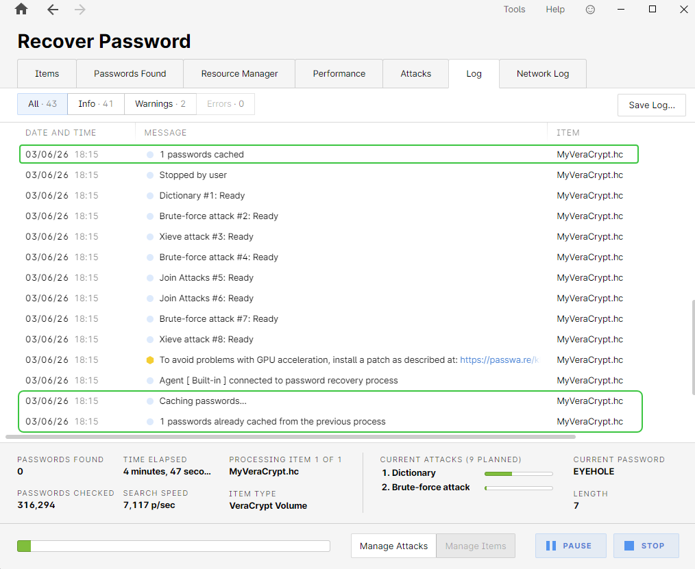 Can Passware Kit avoid rechecking passwords across multiple attacks ...
